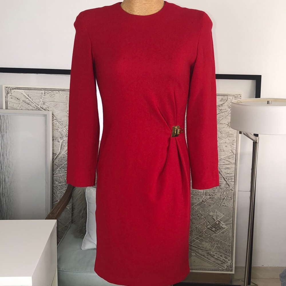 CELINE Vintage Pure Wool Red Dress Size 4